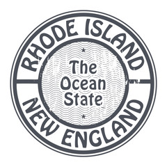 Grunge rubber stamp with name of Rhode Island, New England