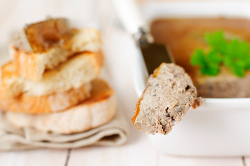 Chicken Liver Pate Topped with Jelly,  selective focus