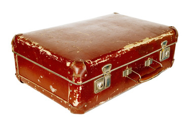 Vintage old brown suitcase