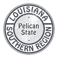 Grunge rubber stamp with name of Louisiana, Southern Region