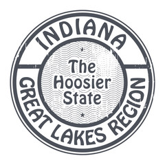Grunge rubber stamp with name of Indiana, Great Lakes Region