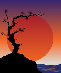 Abstract japanese background - sunset.