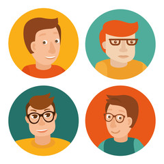 Vector set of avatars in flat style