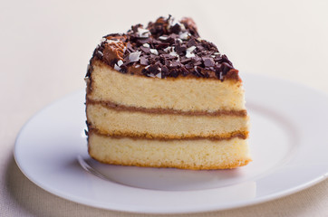 Triangular piece of sponge cake