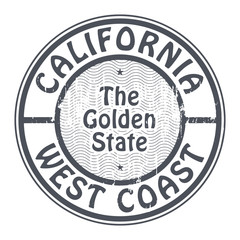 Grunge rubber stamp with name of California, West Coast