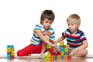 Two boys with blocks