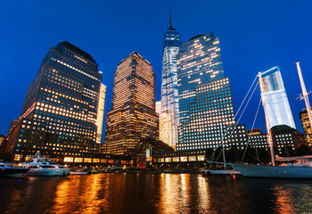 World Financial Center at night - obrazy, fototapety, plakaty