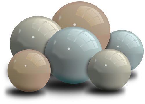 Set of different size shiny balls with shadows