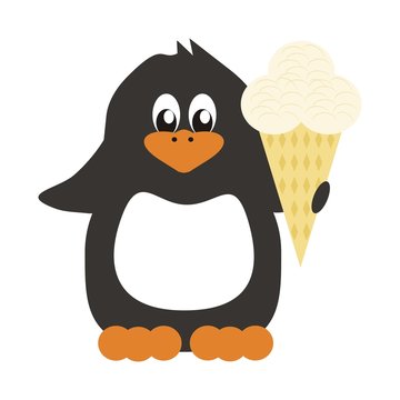 nice penguin on white background with ice cream
