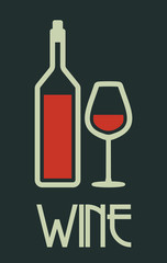 Bottle of wine and glass poster