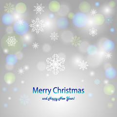 Vector christmas background with blue bokeh