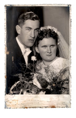 Newlyweds, bride and groom - circa 1940