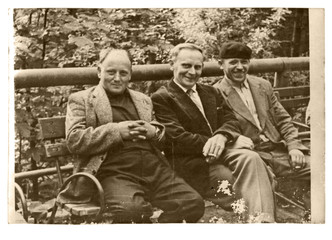 Three men on the bench - circa 1955