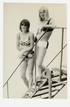 Two beauties at the swimming pool - circa 1965