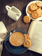Cup of coffee and cookies