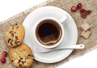 Cup of coffee and cookies