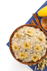 plate of oatmeal isolated on white