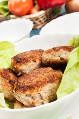 Meatballs and lettuce