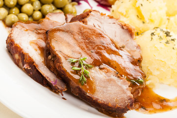 Roast pork with sauce