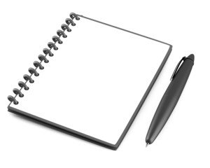 Blank notepad with black pen