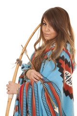 Native American Woman bow blanket close