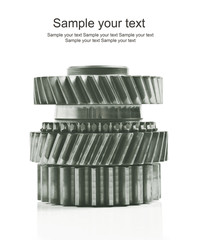 real stainless steel gears isolated over white background