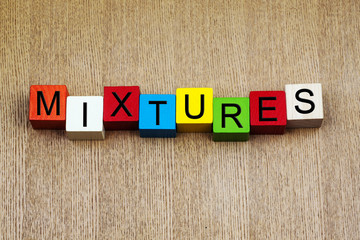 Mixtures - sign series for science, chemistry and education.