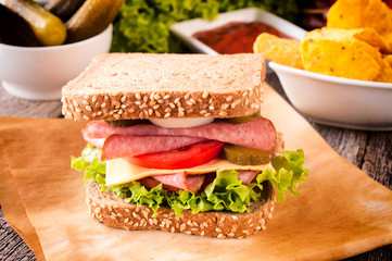 Sandwich with sausage