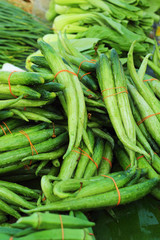 Fresh vegetables - cucumber in the market.