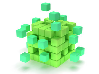 Cubes block. Assembling concept. On white.