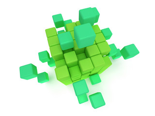 Cubes block. Assembling concept. On white.