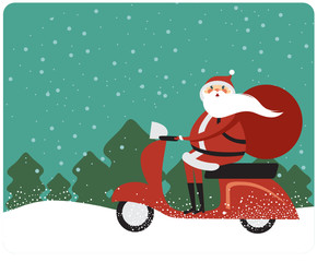 Santa Claus on a scooter
