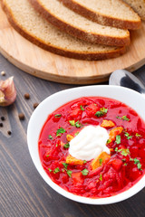 Ukrainian and russian national red borsch