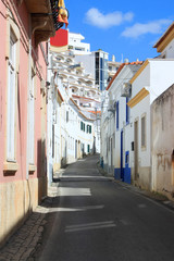 Cobblestone street in Albufeira, Portugal