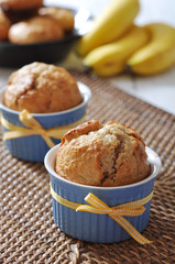 Banana muffins in ceramic baking mold
