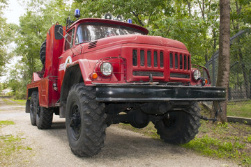 Old Soviet truck which is used by firemen