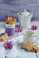 Italian homemade biscotti cookies with almond
