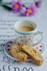 Italian homemade biscotti cookies with almond
