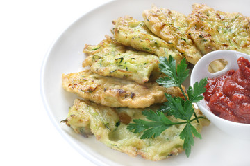 Fried pancakes made of grated zucchini