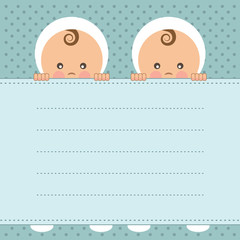 Baby boy twins announcement card.