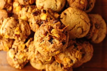 Cookies on wooden tray