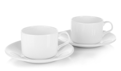 White cups isolated on white