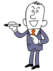 ペンを持って立つビジネスマン