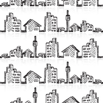 Cityscape sketch seamless