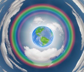 Rainbow encircled earth