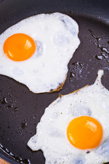 Fried eggs on the pan