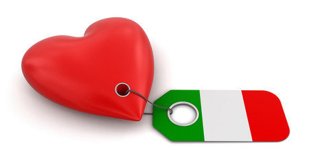 Heart with Italian flag (clipping path included)