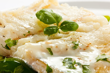 Fish dish - boiled fish fillet and vegetables