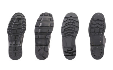 Four shoe sole in row.