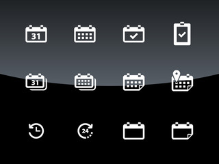 Calendar icons on black background.